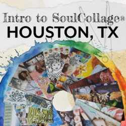 cards stacked in display to promote intro to soulcollage class in houston, tx